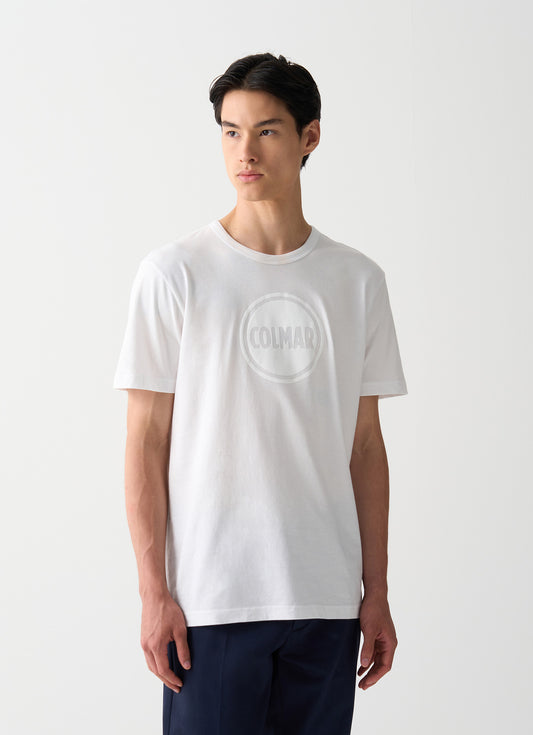 T-shirt uomo Colmar girocollo in cotone bianco con logo tono su tono