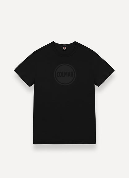 T-shirt uomo Colmar girocollo in cotone nero con logo tono su tono davanti