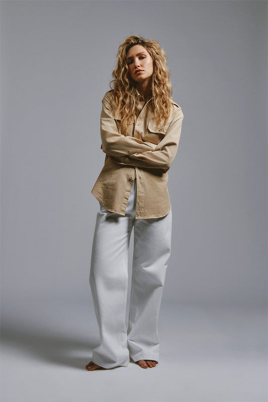 jeans Roy Roger’s donna bianco bull denim indossato