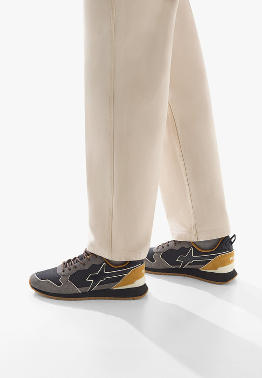 W6yz JET-M men's shoes. - Sneakers in technical fabric and suede.
 Anthracite-Black. 2013560131B96