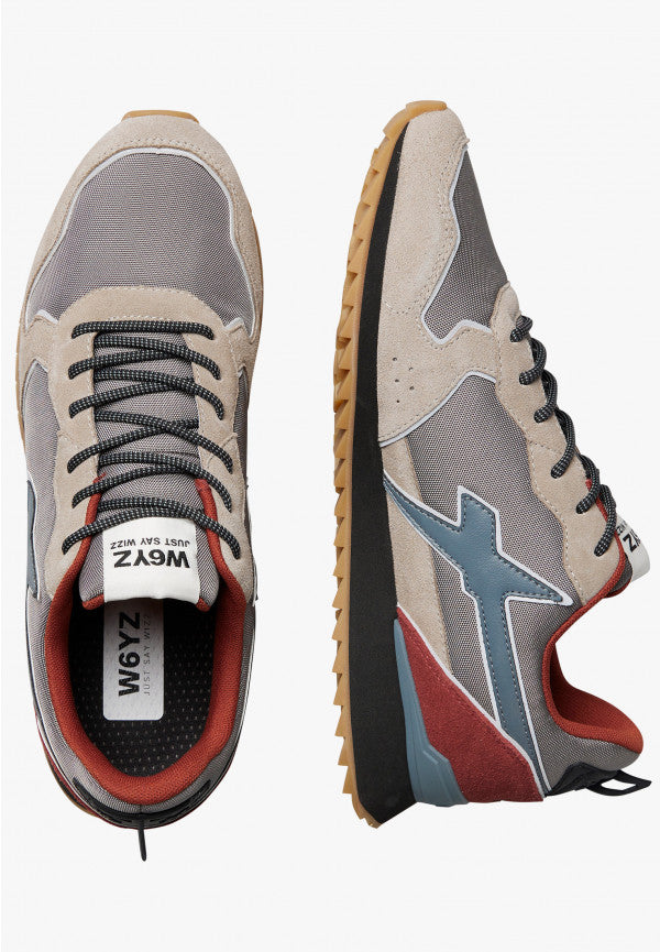 W6yz scarpe uomo  JET-M. - Sneakers in tessuto tecnico e suede
Tortora - Grigio. 2013560132D70