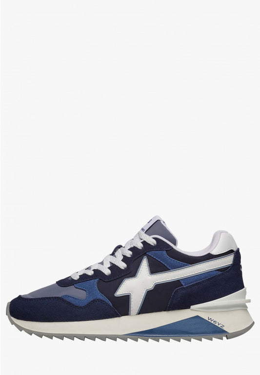 W6yz men's shoe YAK-M. - Technical fabric and suede sneakers - Navy