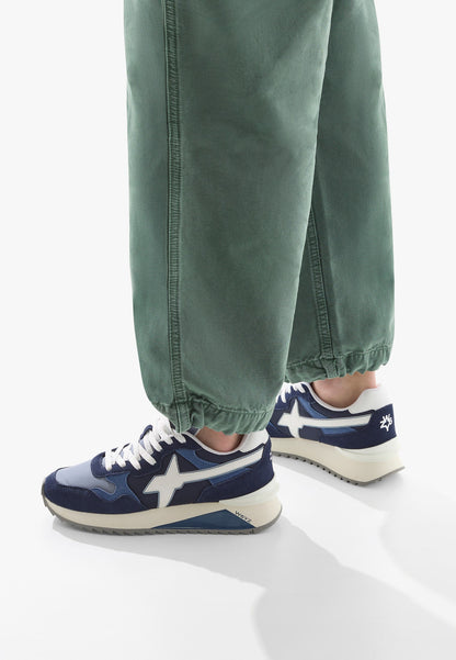 W6yz scarpa uomo YAK-M. - Sneakers in tessuto tecnico e suede - Navy