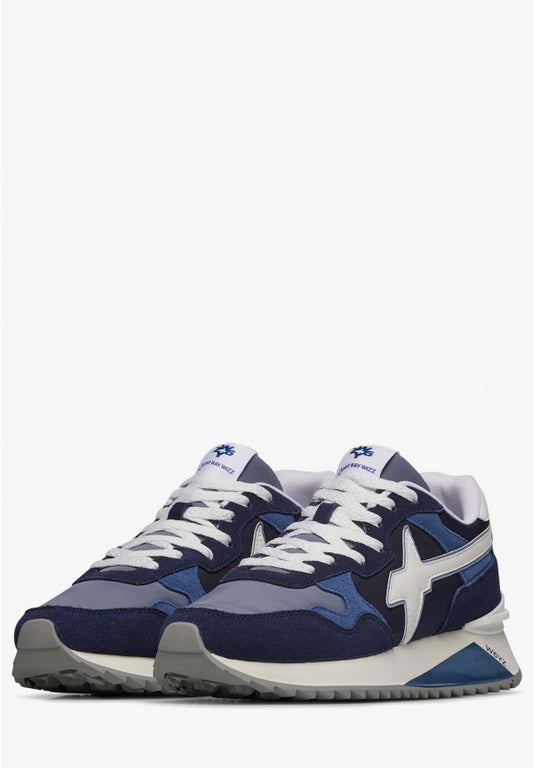 W6yz men's shoe YAK-M. - Technical fabric and suede sneakers - Navy