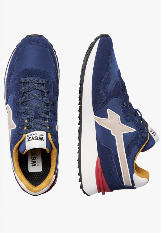 W6yz scarpe uomo YAK-M. - Sneakers in tessuto tecnico e suede - Navy-Beige 2015185262C52
