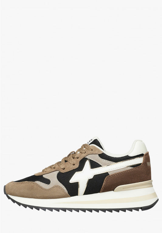 W6yz scarpe donna Home  YAK-W. - Sneakers in tessuto tecnico e suede - Marrone-Nero. 2016528421D33
