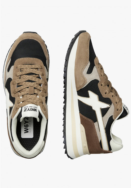 W6yz women's shoes Home YAK-W. - Sneakers in technical fabric and suede - Brown-Black. 2016528421D33