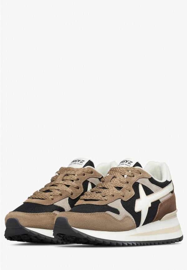W6yz scarpe donna Home  YAK-W. - Sneakers in tessuto tecnico e suede - Marrone-Nero. 2016528421D33