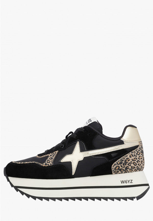 W6yz Damenschuhe Home DEVA W. - Sneaker aus technischem Gewebe und Wildleder - Schwarz-Platin 2017405091A08.