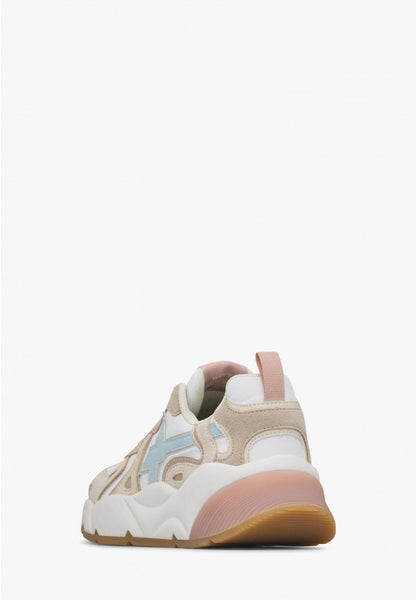 W6yz scarpe donna SARAH-W. - Sneakers in suede e tessuto tecnico - Beige-Bianco