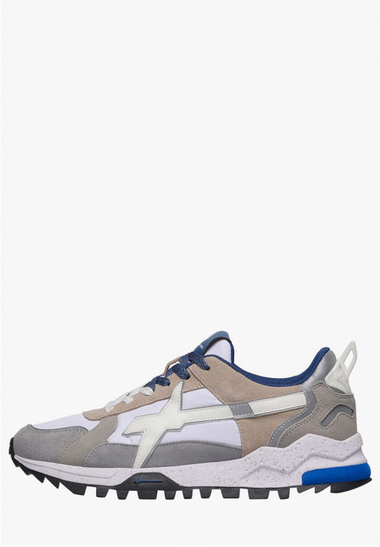 Sneaker uomo W6YZ BREEZE 3-M grigio bianco e beige vista laterale