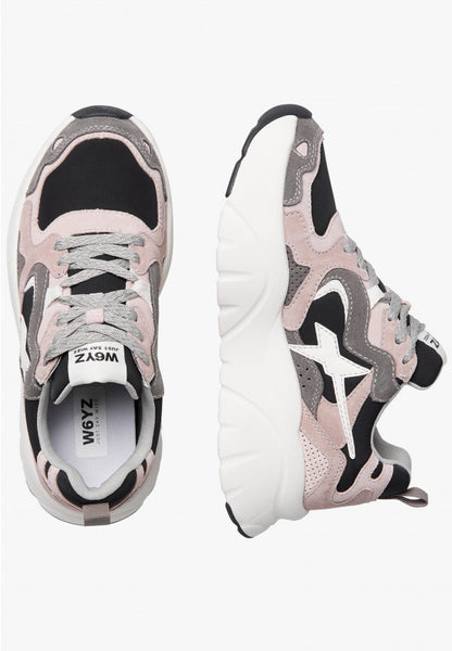 W6yz scarpe donna  MIA-W. - Sneakers in suede e tessuto tecnico - Rosa-Grigio 2019468011B67
