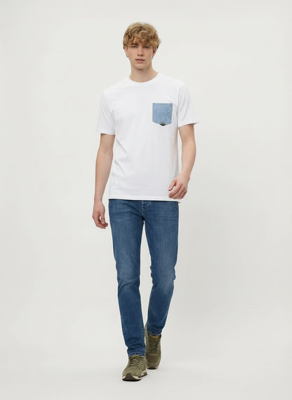 tshirt uomo casual con tasca denim

