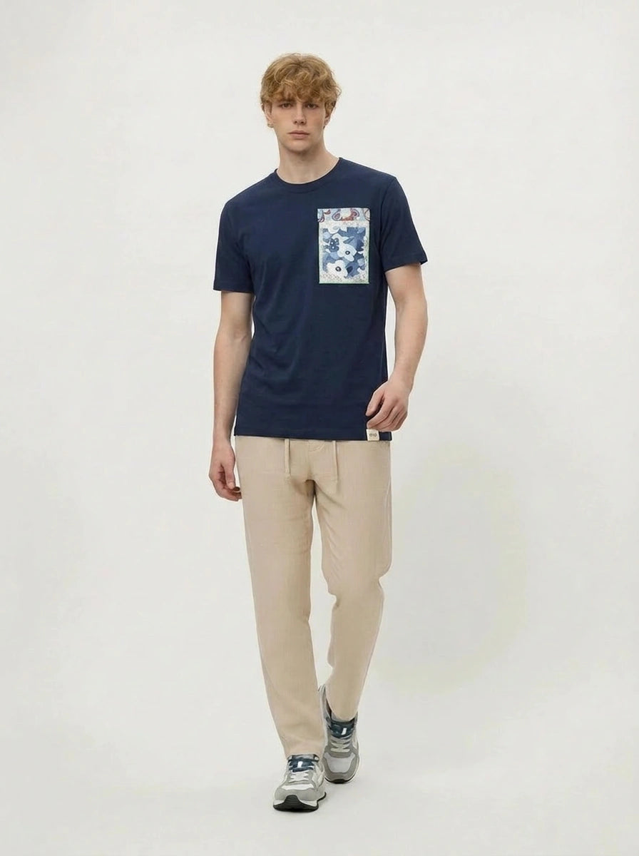 Bob T-shirt uomo in cotone con taschino