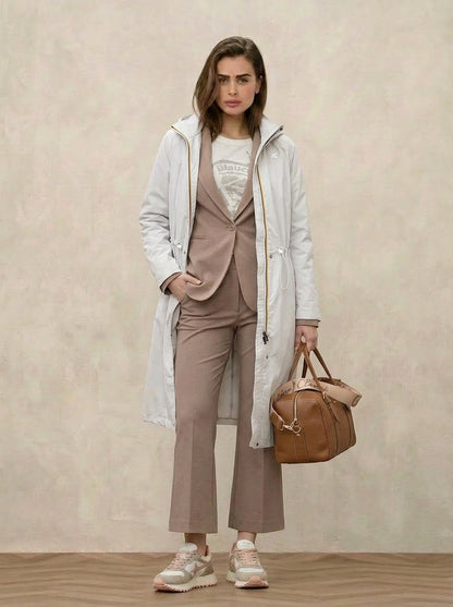K-Way Barbrein cappotto donna lungo impermeabile 3 layer cotone water repellent oversize