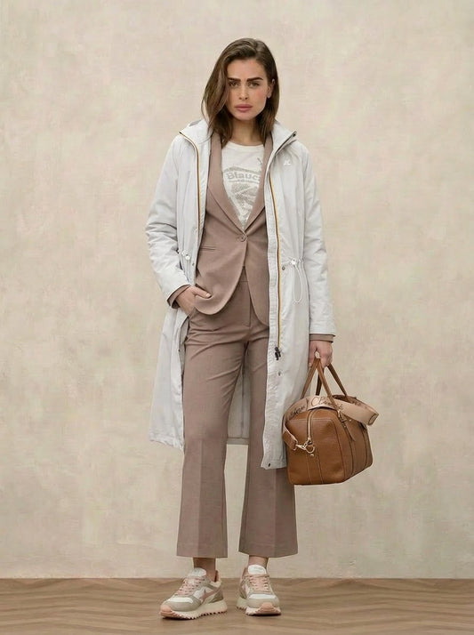 K-Way Barbrein cappotto donna lungo impermeabile 3 layer cotone water repellent oversize