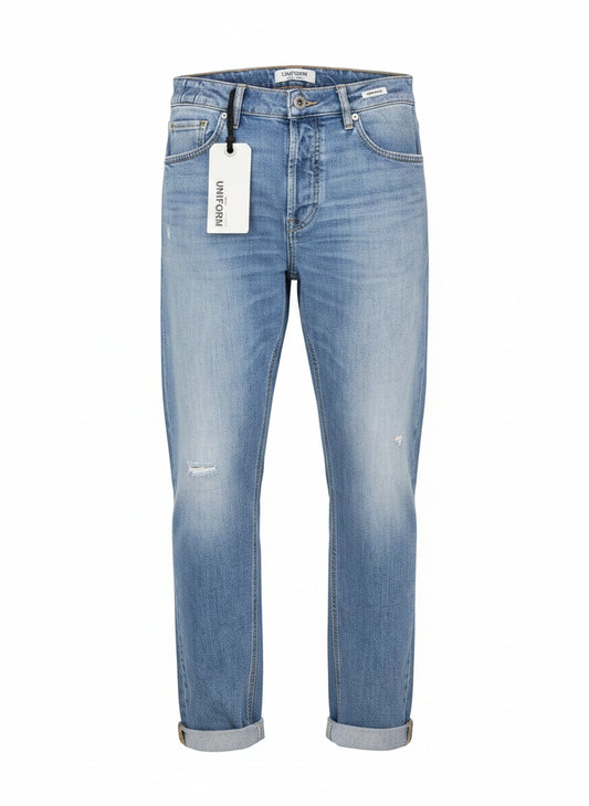 Uniform Jeans Uomo Barney Comfort Blue Denim 8 oz Regular Slim Fit