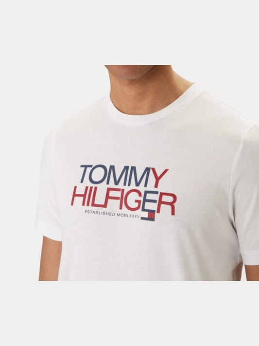 tommy hilfiger t shirt uomo bianca logo frontale cotone