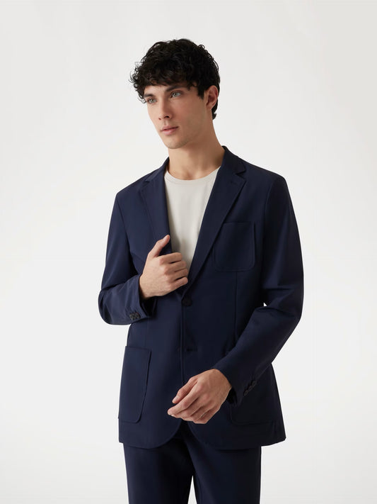 Blazer monopetto blu da uomo Guess Tyron con tasche e revers classico