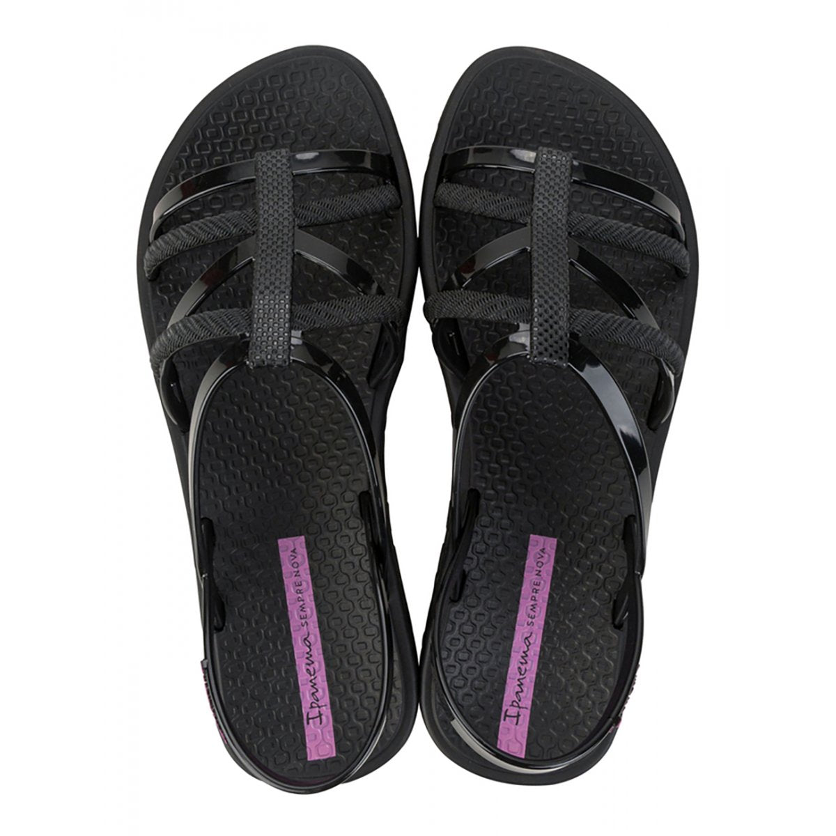 Sandali Ipanema Diversa Flat Donna Neri con cinturini e suola flatform testurizzata