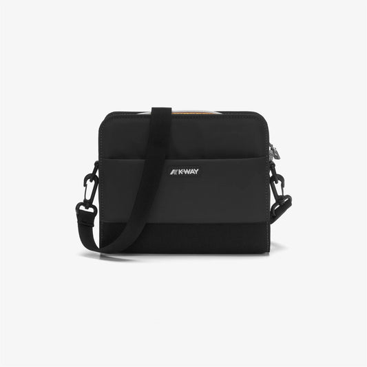 Borsa pouch donna K-Way Marybell nera e grigia in nylon impermeabile con tracolla rimovibile