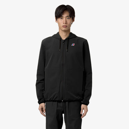 Felpa K-WAY Jourdain unisex nera e grigia, ripiegabile da viaggio, tessuto leggero antigoccia davanti