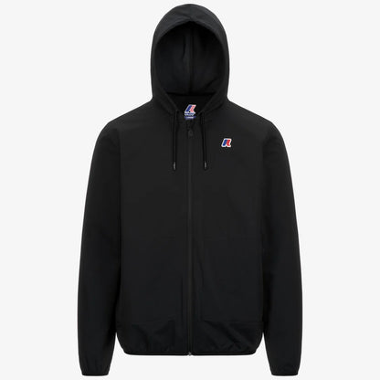 Felpa K-WAY Jourdain unisex nera e grigia, ripiegabile da viaggio, tessuto leggero antigoccia dettaglio