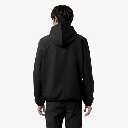 Felpa K-WAY Jourdain unisex nera e grigia, ripiegabile da viaggio, tessuto leggero antigoccia dietro