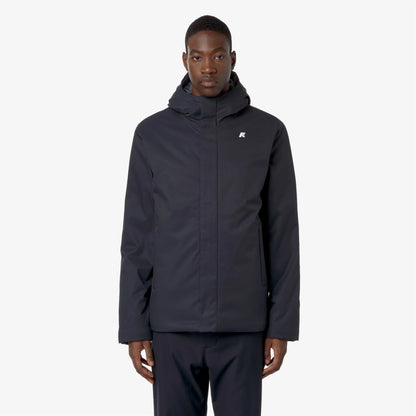 Giacca uomo K-Way Jacko Twill Marmotta blu impermeabile con imbottitura PrimaLoft fronte