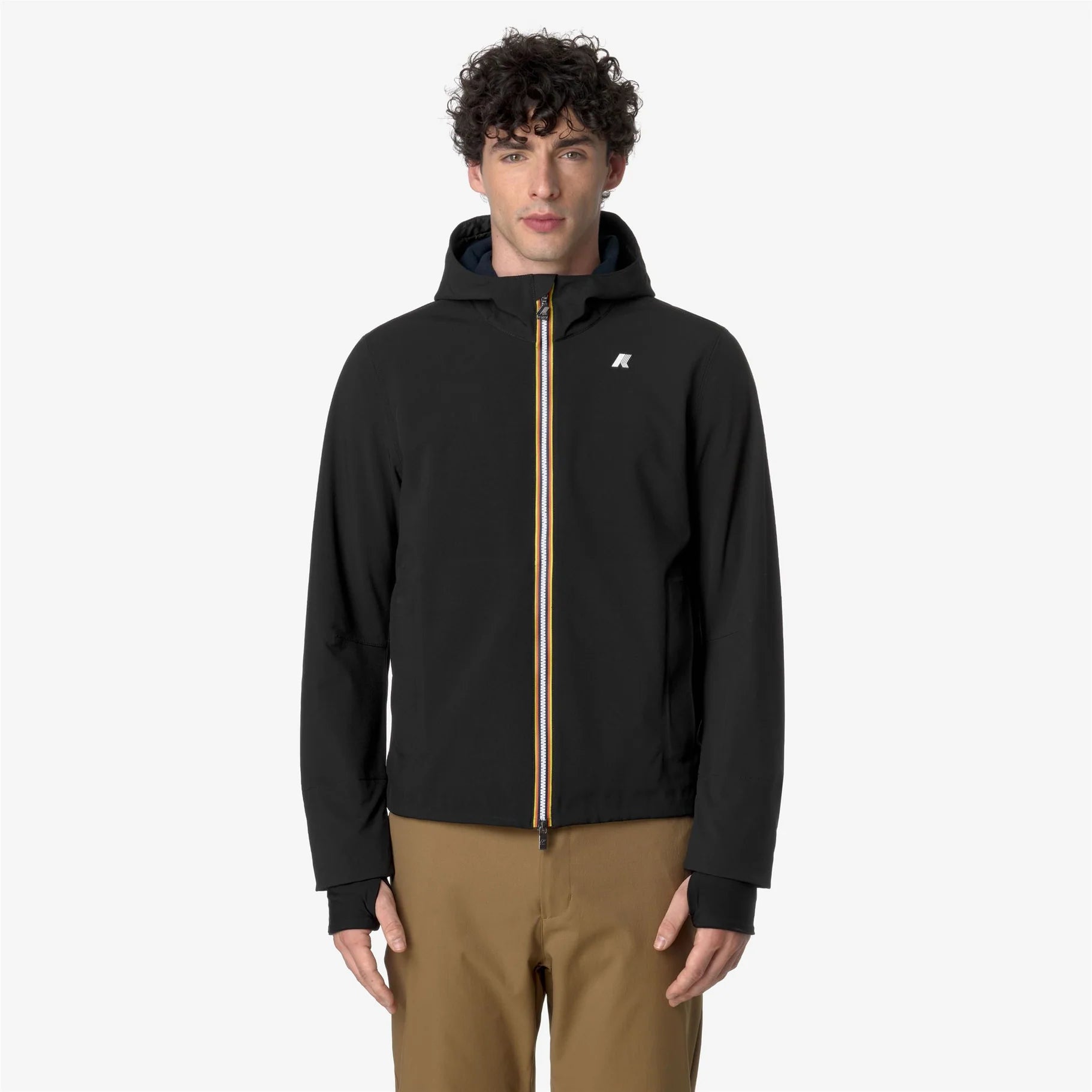 K-Way giacca corta uomo Jacko Bonded impermeabile con fodera in pile colore nero blu fronte