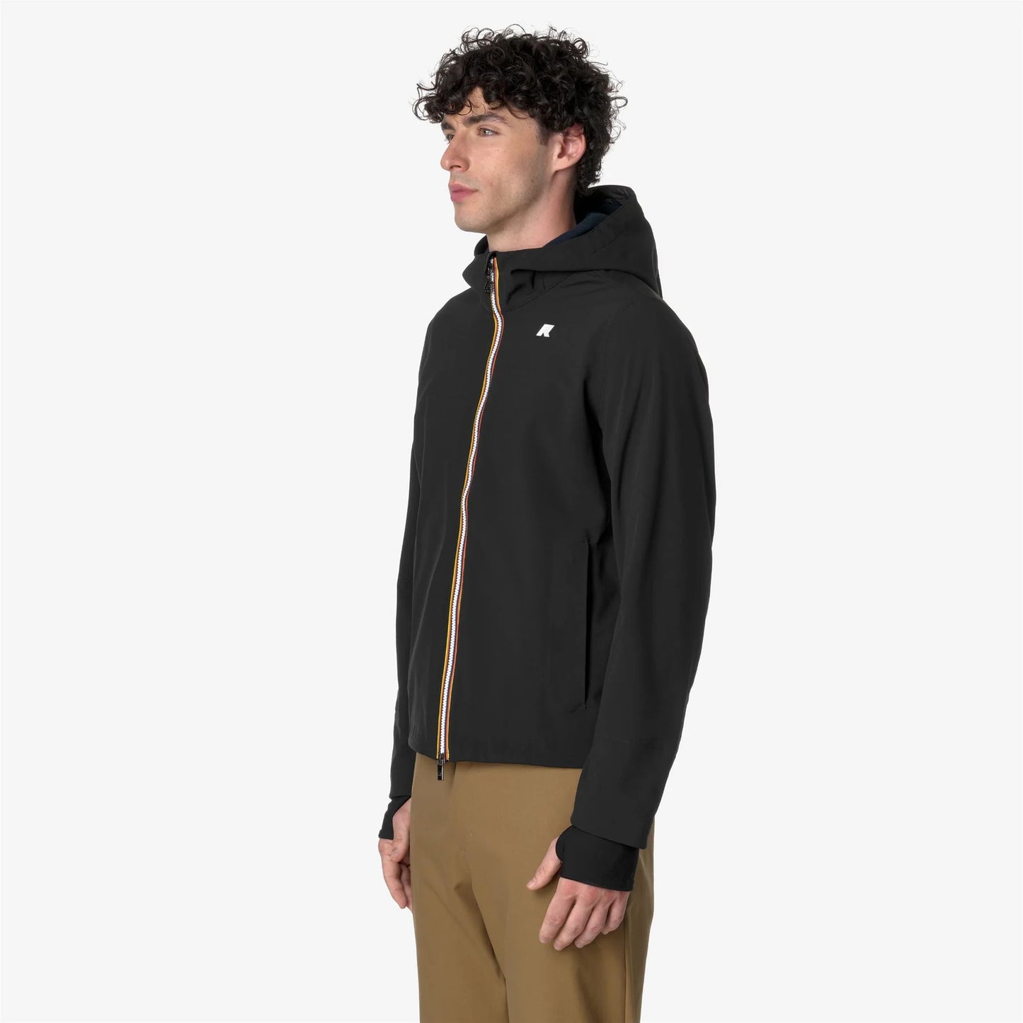 K-Way giacca corta uomo Jacko Bonded impermeabile con fodera in pile colore nero blu lato