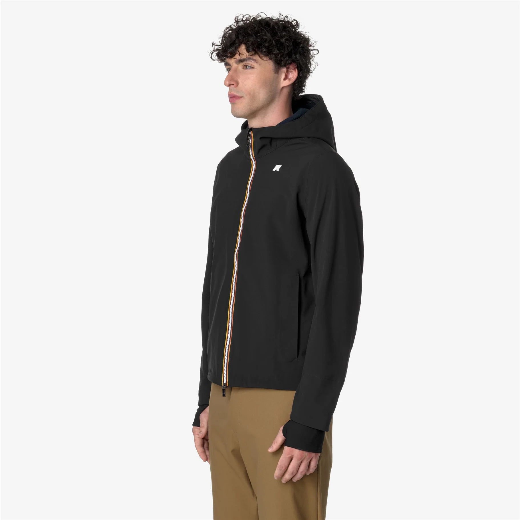 K-Way giacca corta uomo Jacko Bonded impermeabile con fodera in pile colore nero blu lato