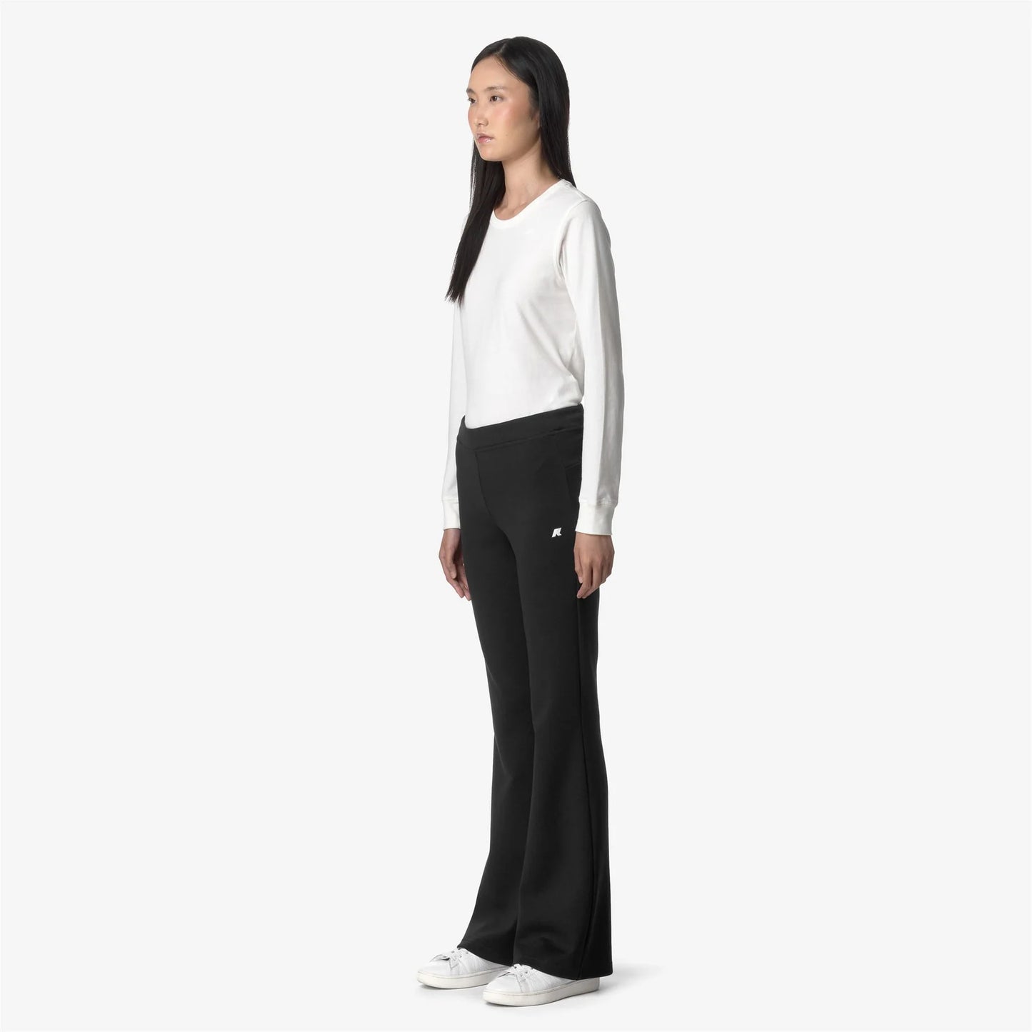 K-Way pantaloni donna Jenny sportivi flare colore nero grigio lato