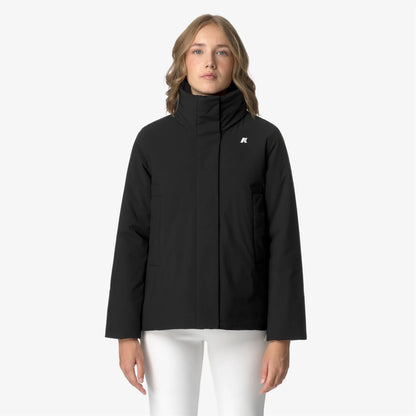 Giacca corta donna K-Way Marletta st Warm nera impermeabile con cappuccio fisso davanti