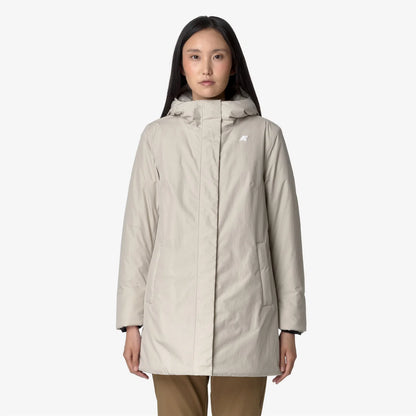 Giacca donna K-Way Sophie Soft Touch Marmotta beige grey impermeabile con cappuccio fisso