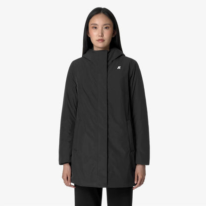 Giacca donna K-Way Sophie Soft Touch Marmotta media lunghezza black blue impermeabile con cappuccio