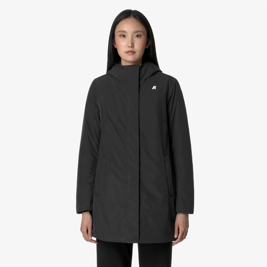 Giacca donna K-Way Sophie Soft Touch Marmotta media lunghezza black blue impermeabile con cappuccio