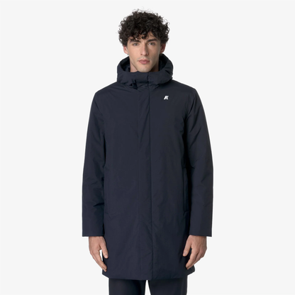 K-Way giacca lunga uomo Thomas Warm Ottoman imbottita impermeabile nera fronte