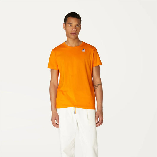 T-shirt unisex K-WAY Edouard arancione in jersey pieghevole con logo colorato sul petto