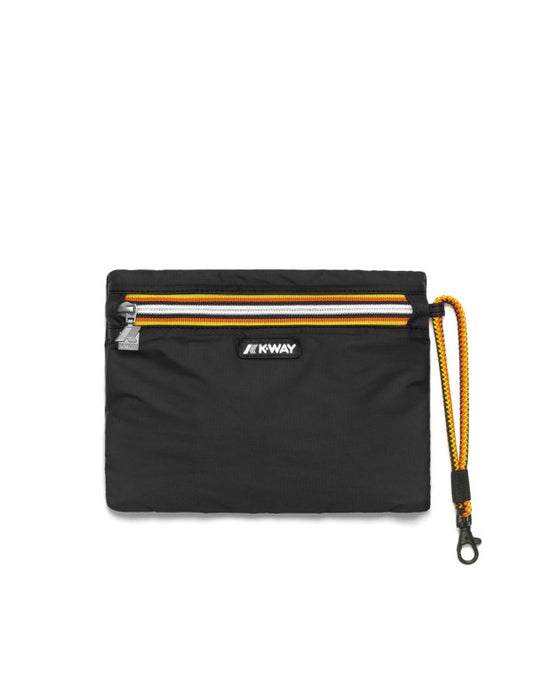 Beauty case K-Way Nimes unisex impermeabile in nylon nero con zip multicolor