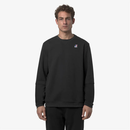 Felpa uomo K-WAY Nael girocollo unisex in pile spazzolato nero