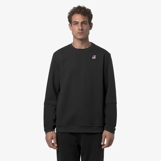 Felpa uomo K-WAY Nael girocollo unisex in pile spazzolato nero