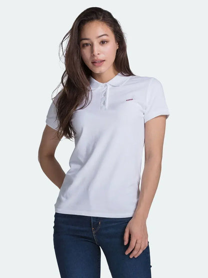 Polo Levi’s donna slim fit bianca vista frontale