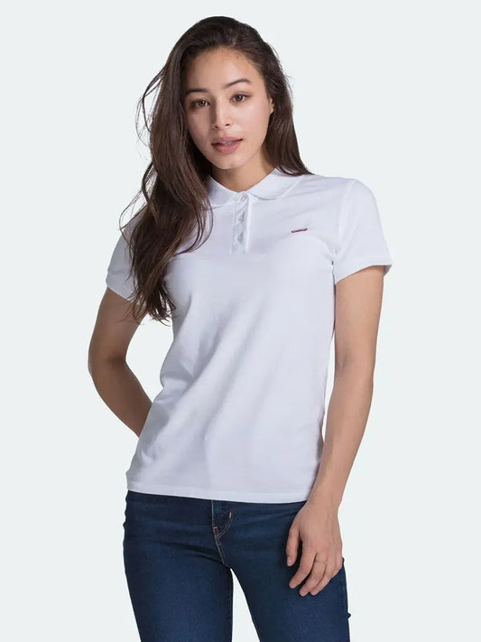 Polo Levi’s donna slim fit bianca vista frontale