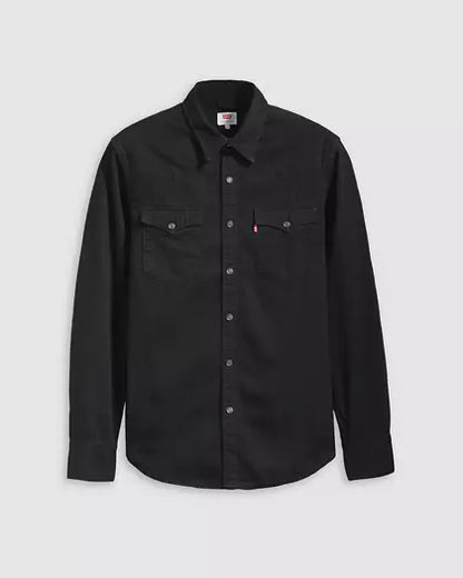 Levi’s Denim Western Shirt uomo in denim nero Marble Black fronte