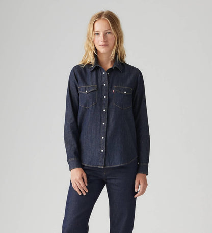 Levi's Camicia Donna Iconic Western Linen+ Denim Blu Scuro Regular Fit