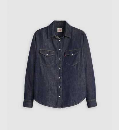 Levi's Camicia Donna Iconic Western Linen+ Denim Blu Scuro Regular Fit