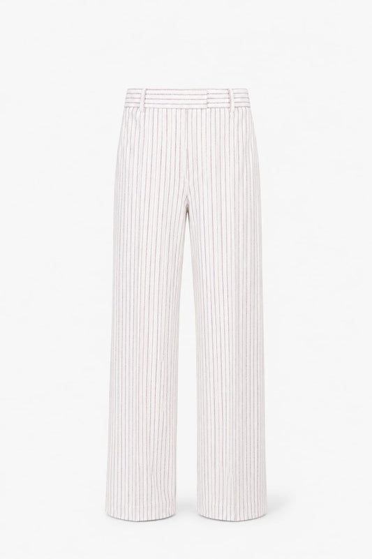 Circolo 1901 Pantalone Donna Gessato Panna Rosa FD3938 Wide Leg Elegante