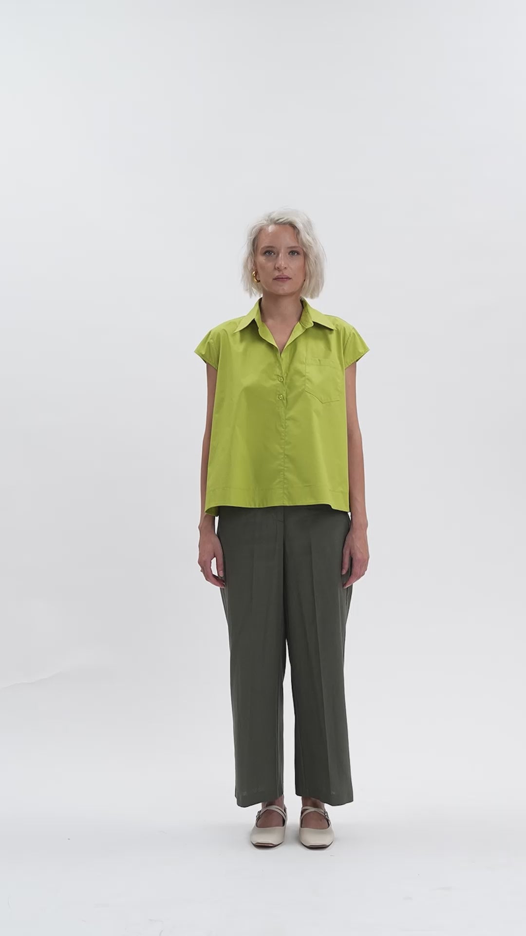 Pantaloni ampi donna White Wise colore safari video tutti i lati