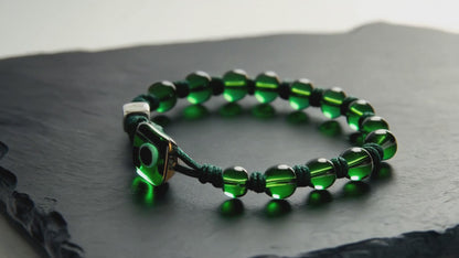 Braccialetto Aua Verde Bosco Vetro Temperato Argento 925